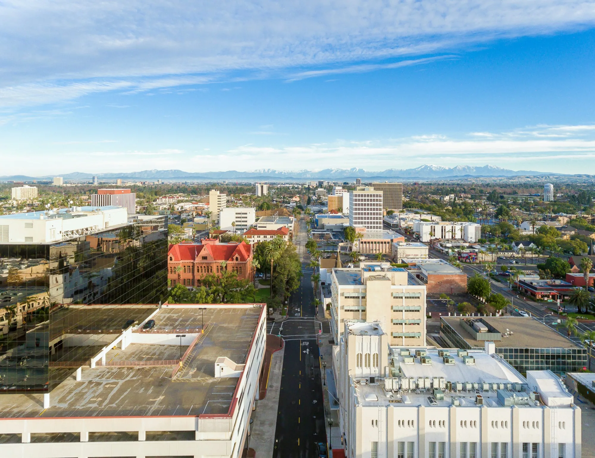 Aerial view of downtown Santa Ana, CA